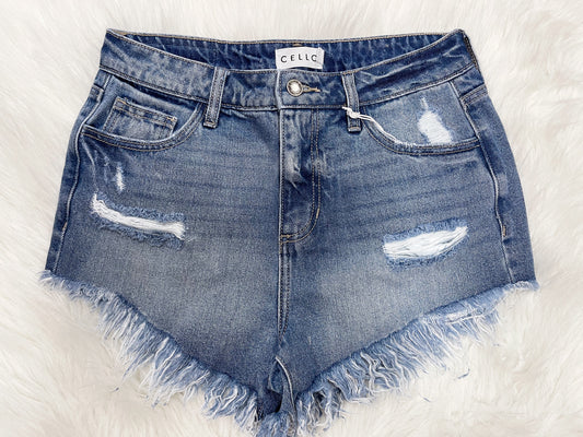 Gabby Distressed Denim Shorts-Cello