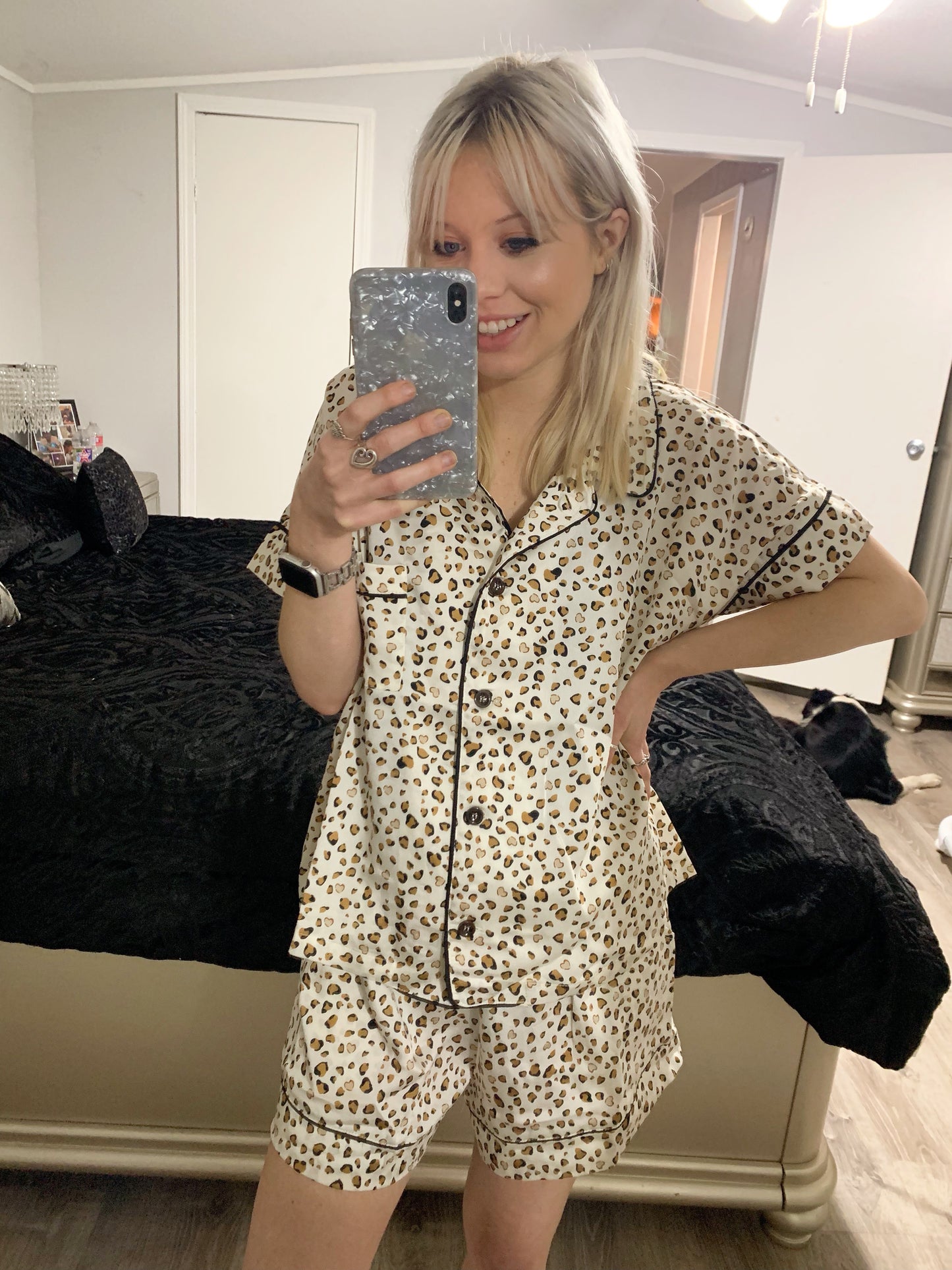 Cream Leopard Pajama Set