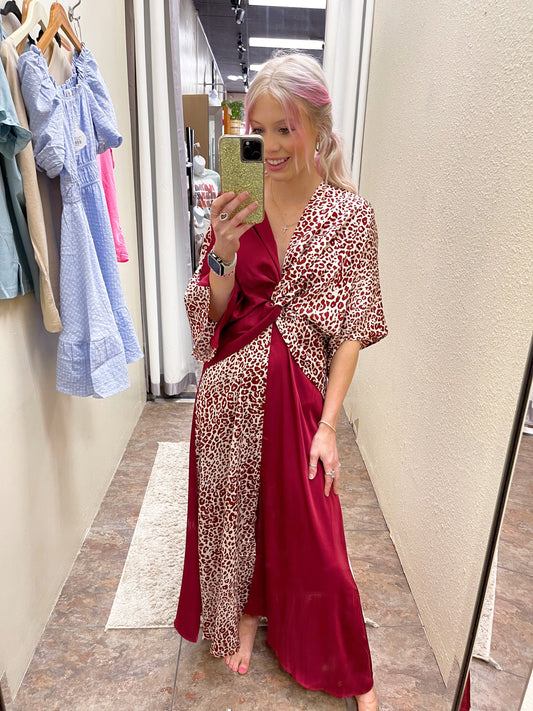 Wine Leopard Dress
