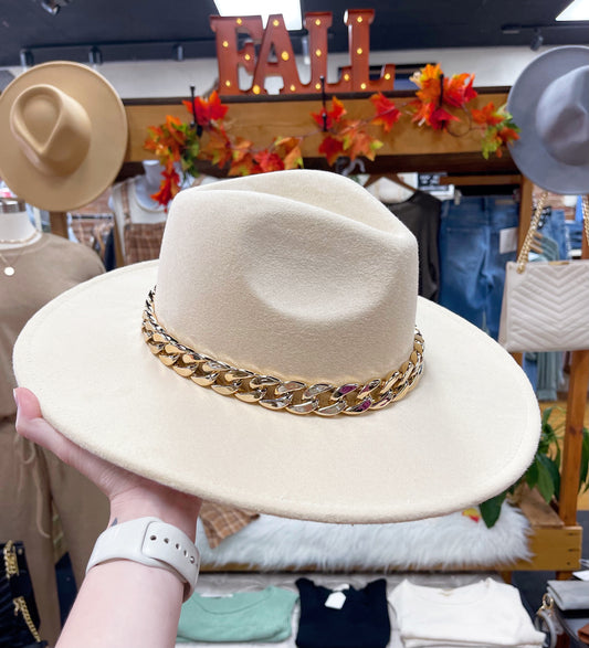 Gold Chain Felt Hat