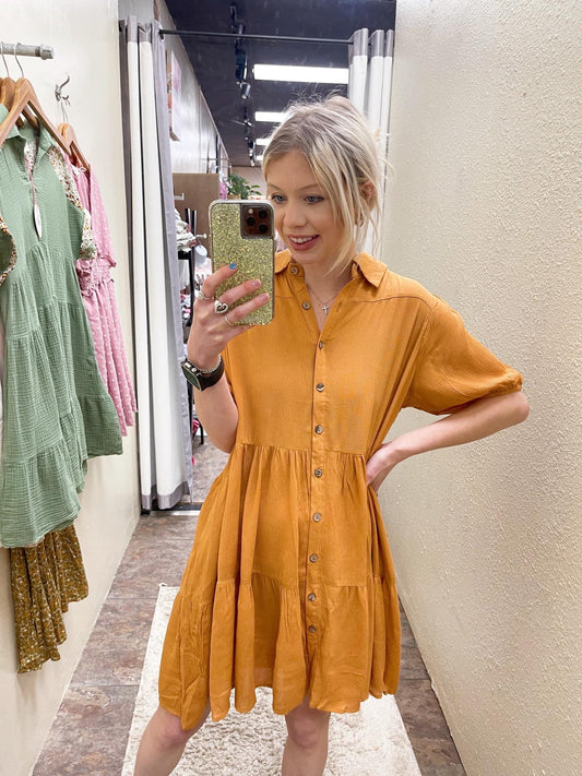 Camel Button Dress