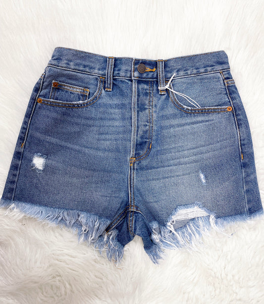 Frayed Hem Mom Shorts-Cello