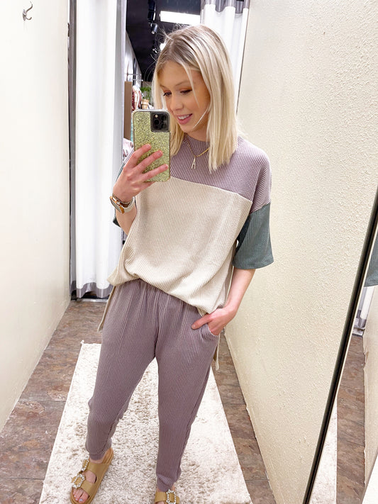 Ribbed Colorblock Top