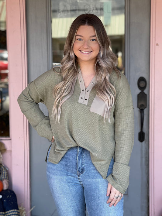 Olive Top With Pocket