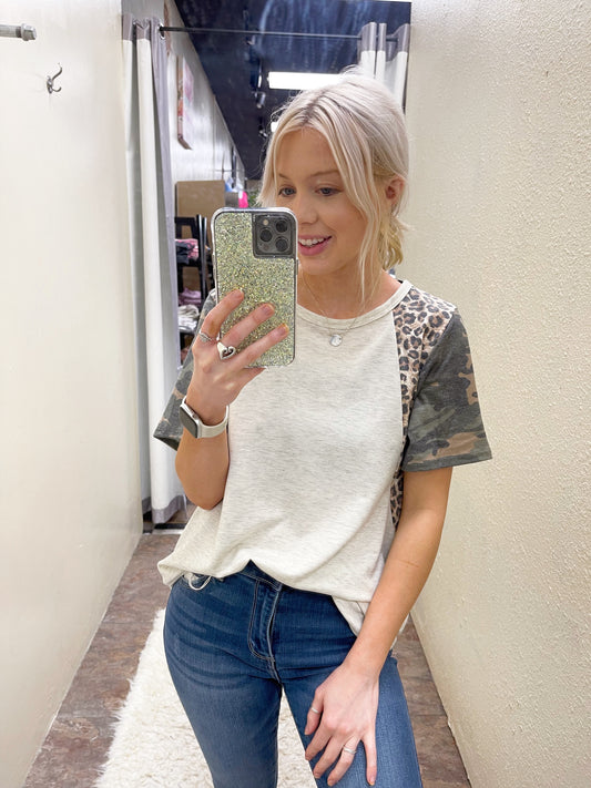 Animal and Camo Print Top