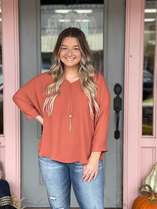 Cinnamon Woven Top