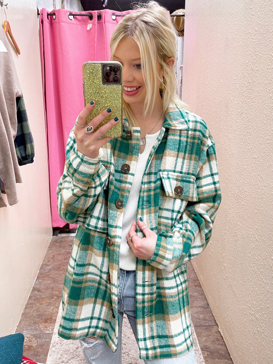 Green Mix Plaid Shacket
