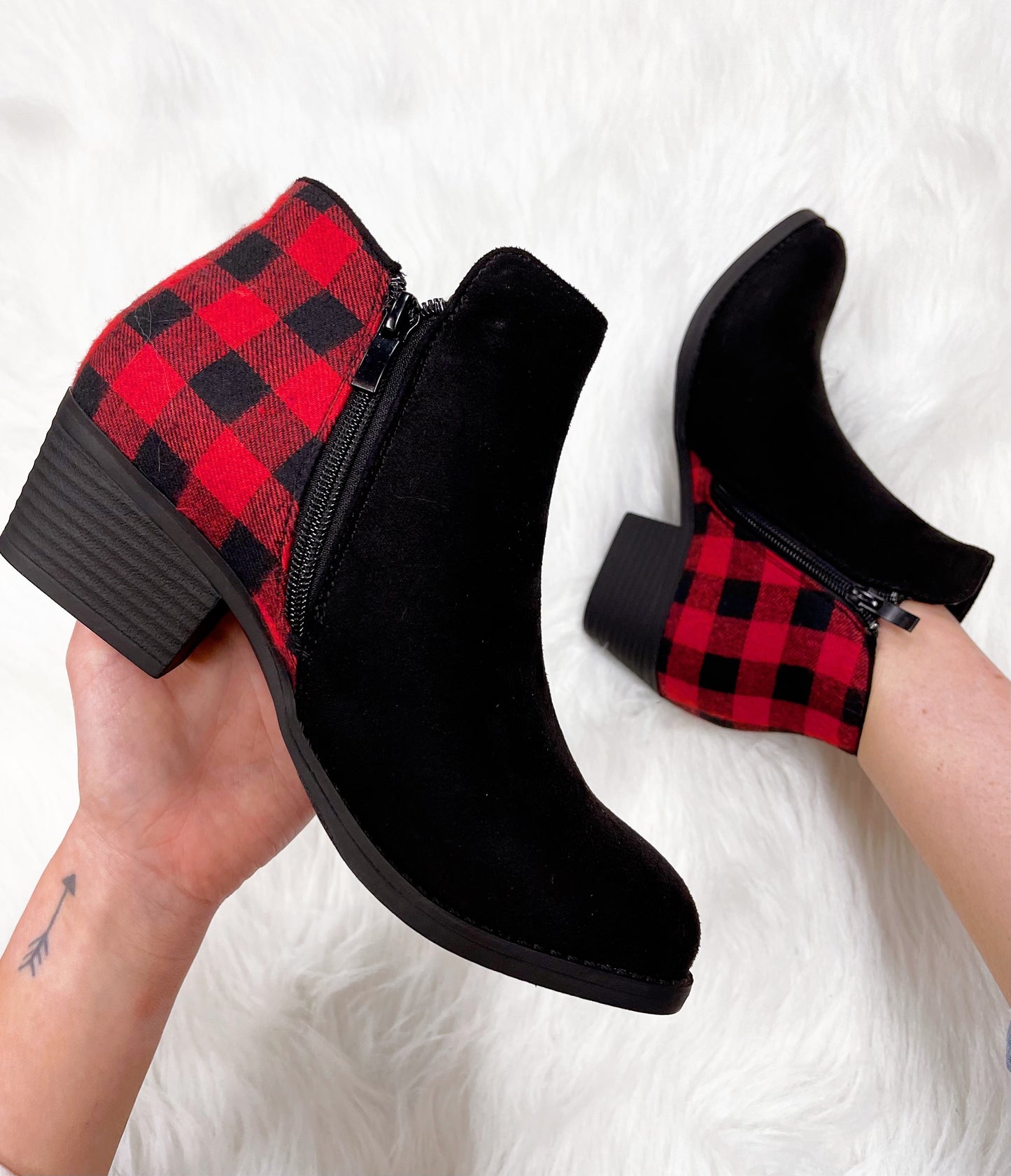 Prevail Black/Red Plaid Boots-Corkys