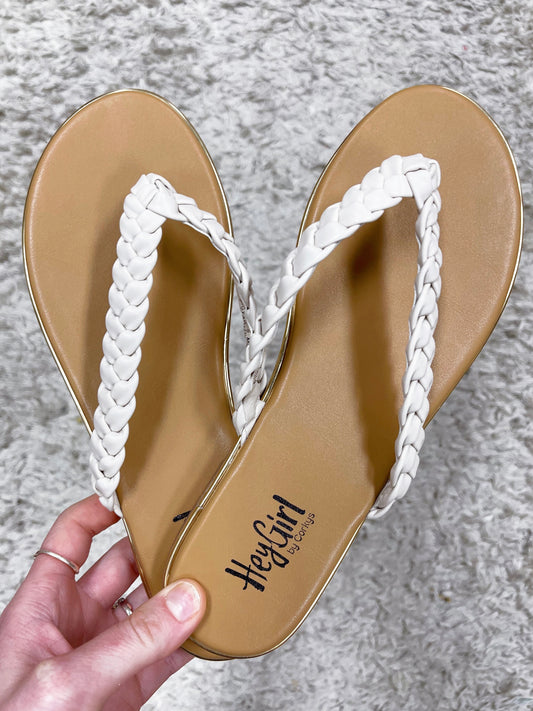 Pigtail Ivory Flip Flops-Corkys