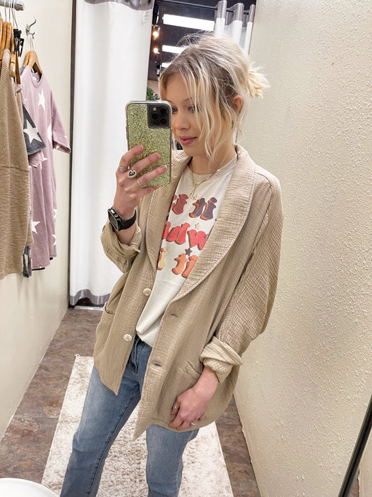 Khaki Gauze Blazer
