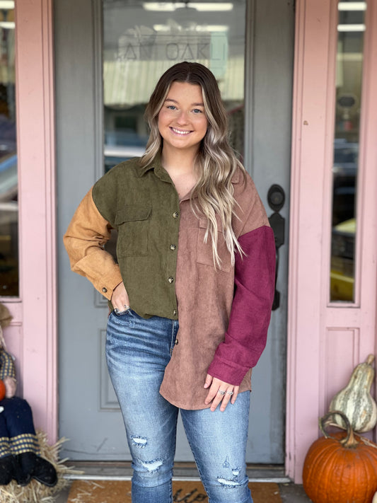 Color Block Corduroy Top