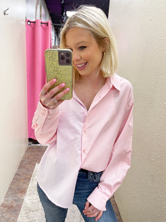 Mix Match Pink Button Top