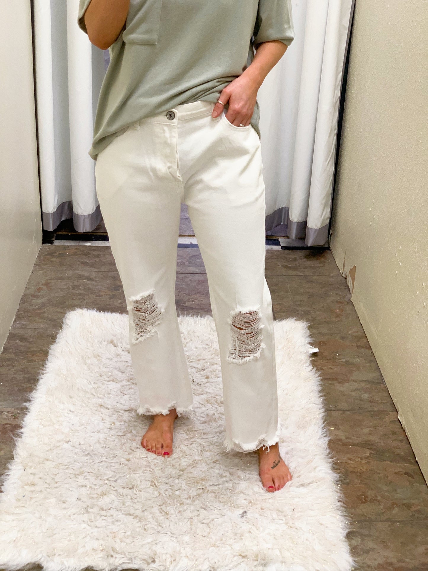 distressed white jeans-umgee