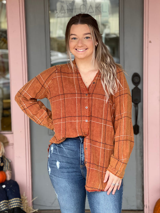 Autumn Nights Plaid Top