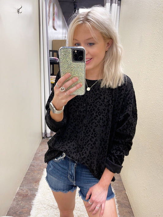 Velvet Animal Print Top