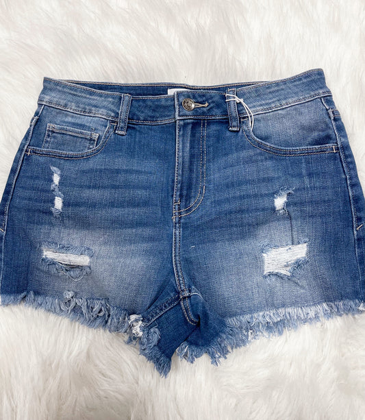 Macy Distressed Denim Shorts-Cello