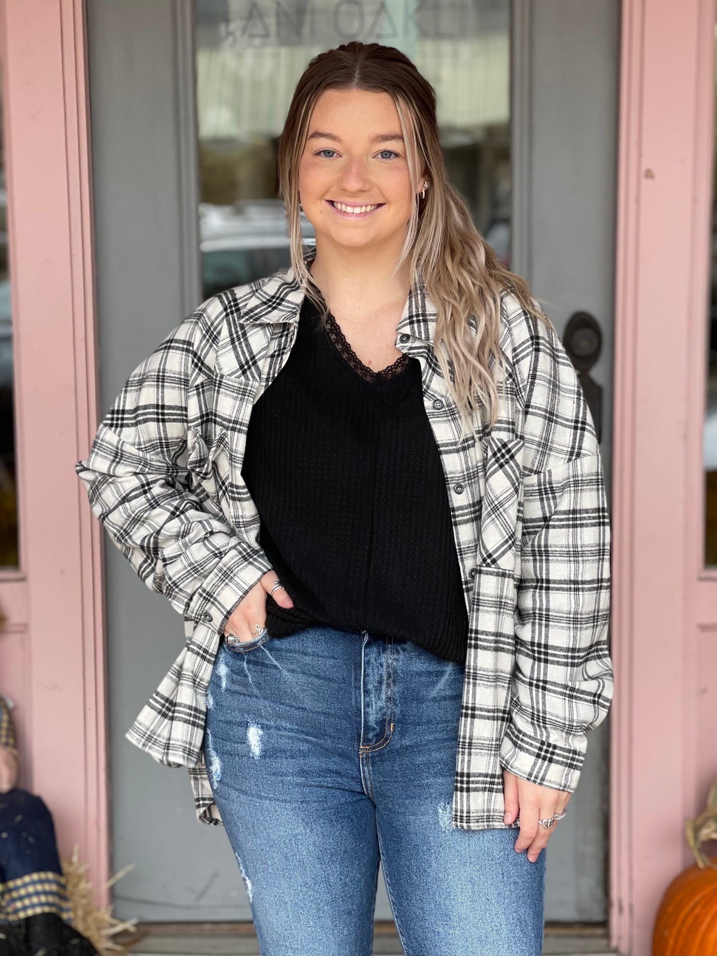 Black and White Oversized Flannel
