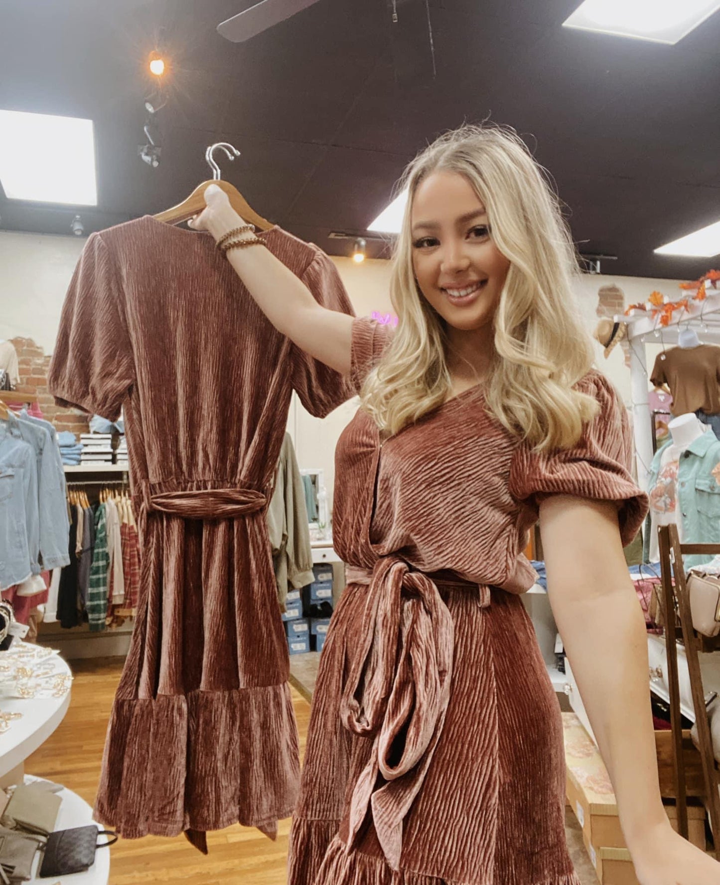 Velvet Surplice Dress