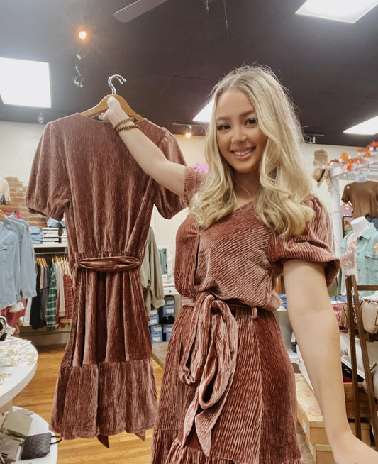 Velvet Surplice Dress
