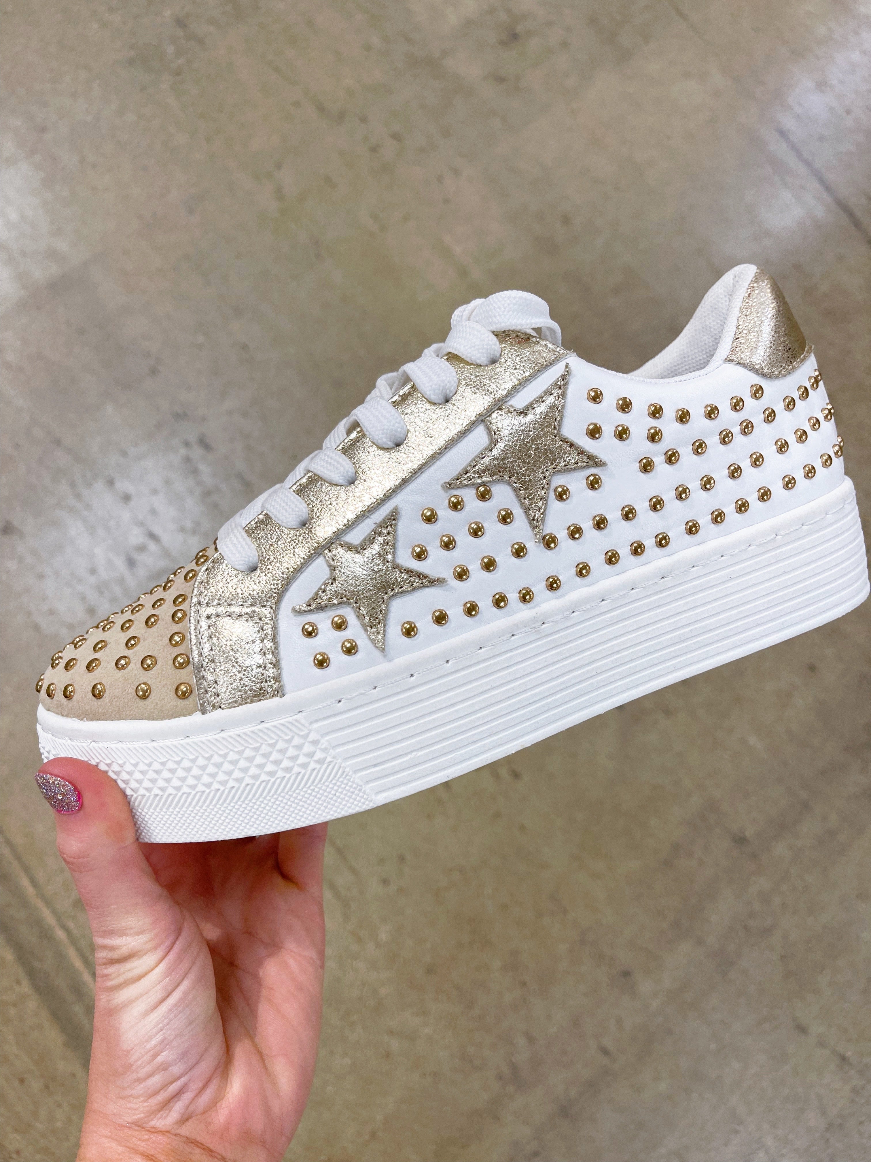 Gold sales studded sneakers