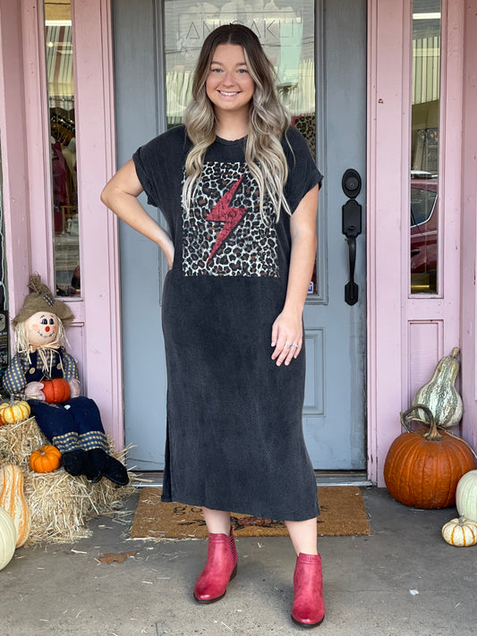 Leopard Bolt Maxi Dress