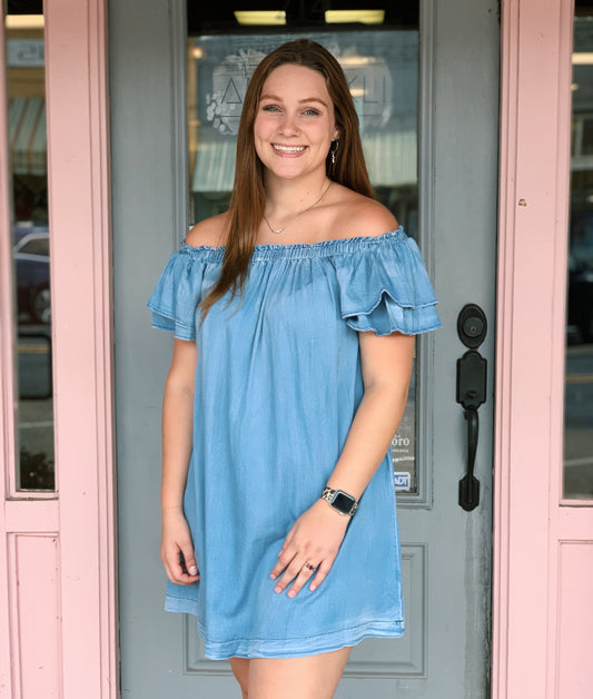 Off The Shoulder Denim Dress