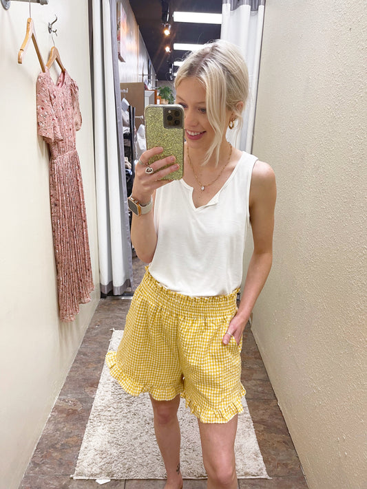 Mustard Gingham Shorts