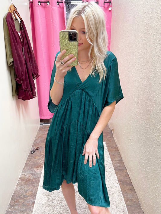 Emerald Silk Dress