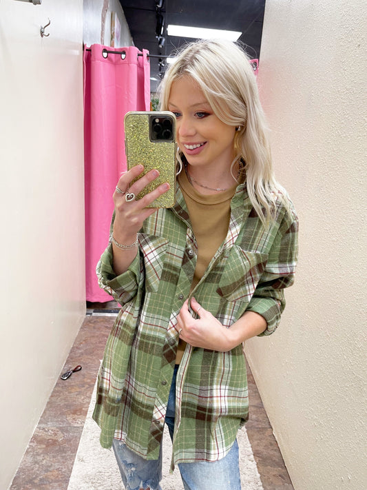 Green Plaid Mix Flannel