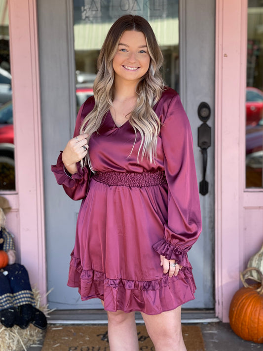 Flounce Satin Dress