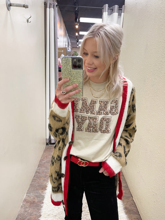 Red Stripe Leopard Cardigan
