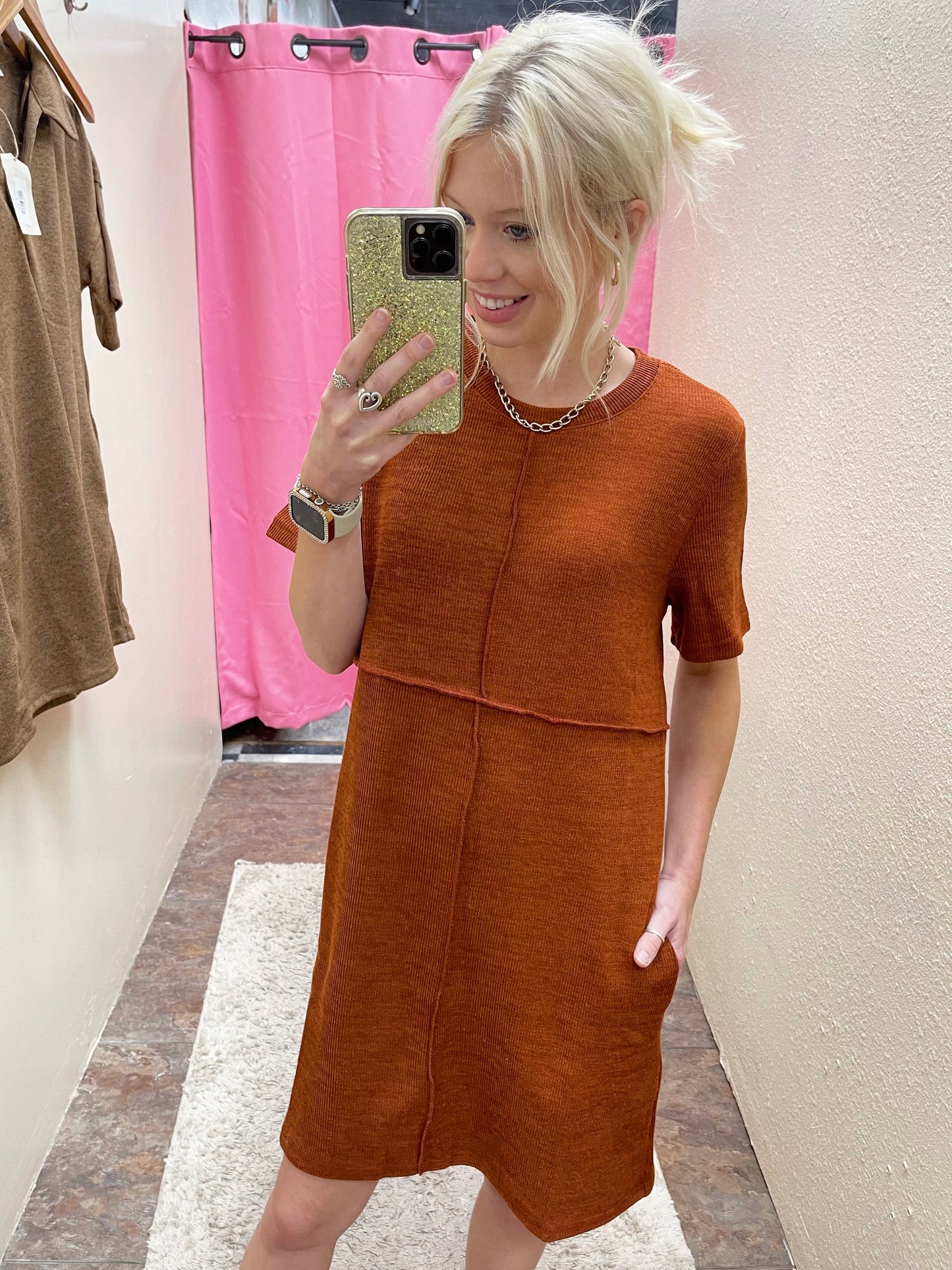 Rust Pocket Dress
