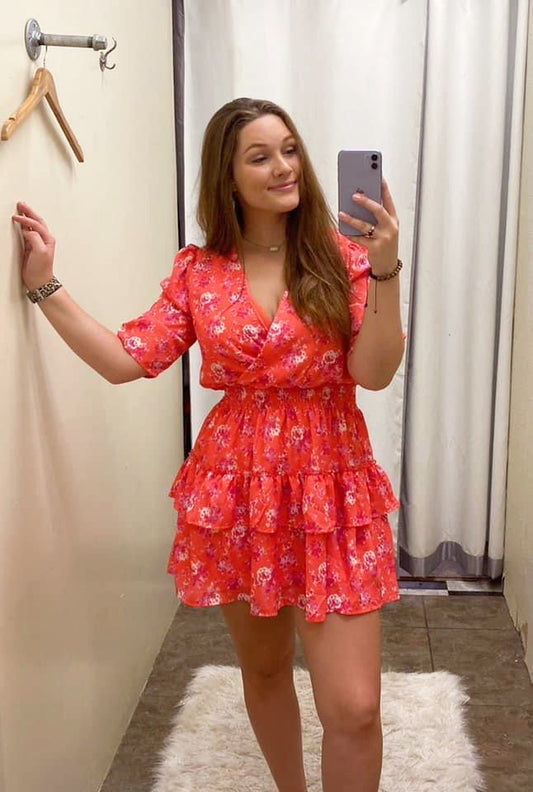flower printed half sleeve dress