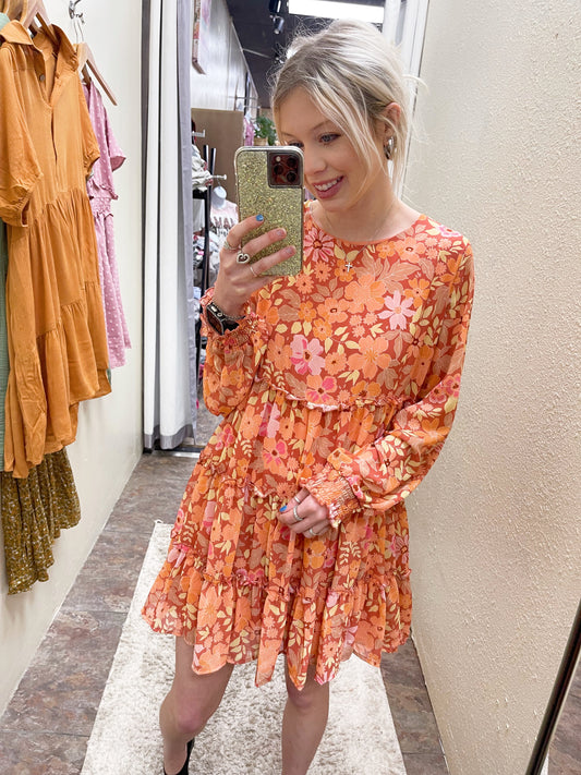 Floral Print Chiffon Dress