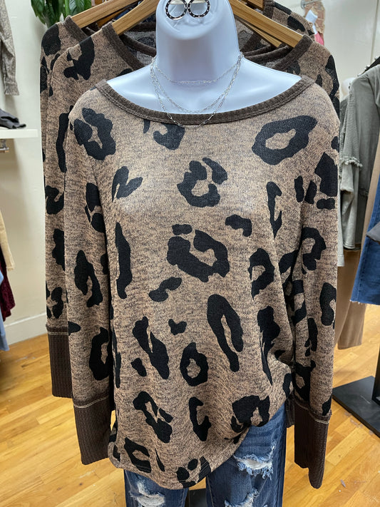 Leopard Hacci Knit Top