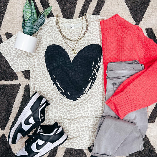 Leopard Black Heart Tee
