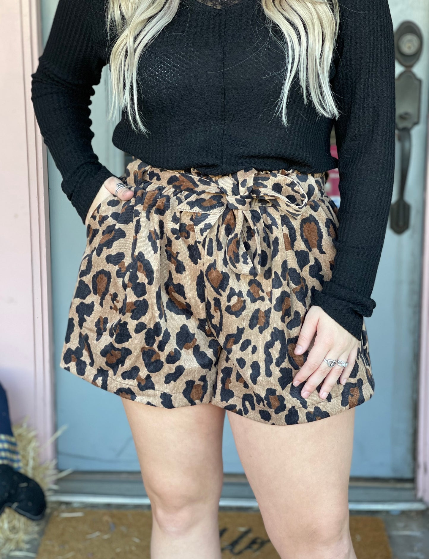 Leopard Corduroy Shorts
