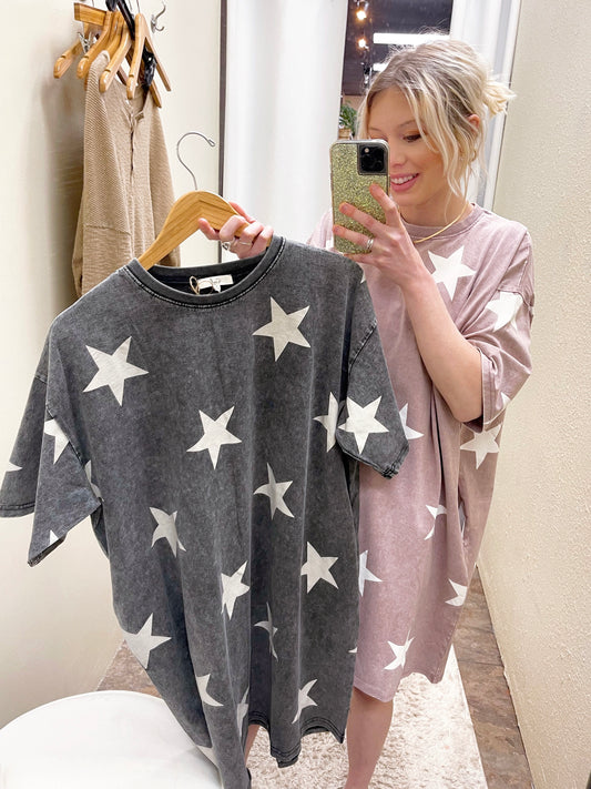 Mineral Washed Star Print Dress