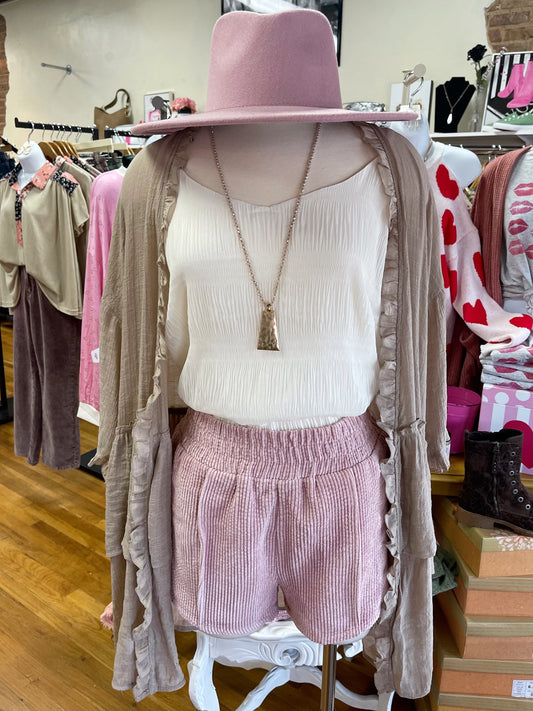 Natural Ruffle Cardigan