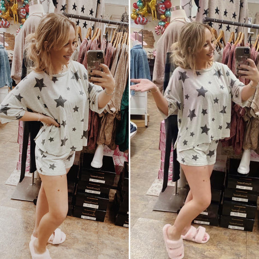 Grey Star Shorts Pajama Set