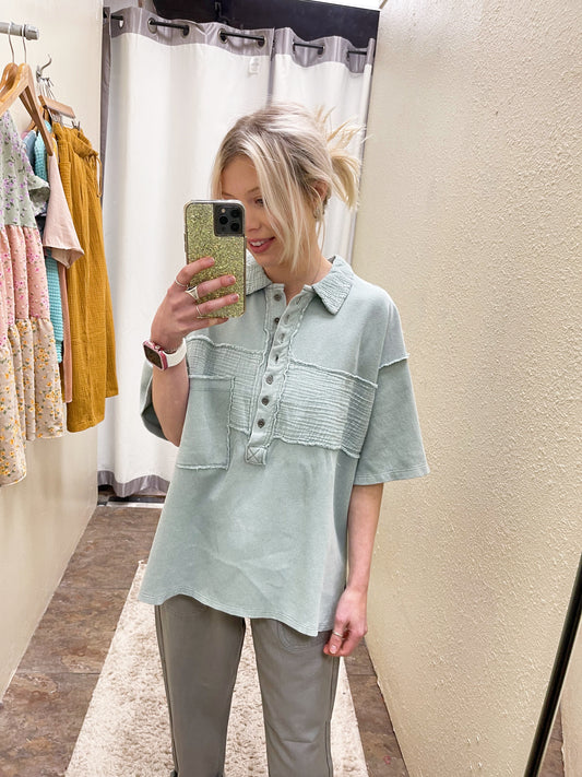 Sage Mineral Washed Top