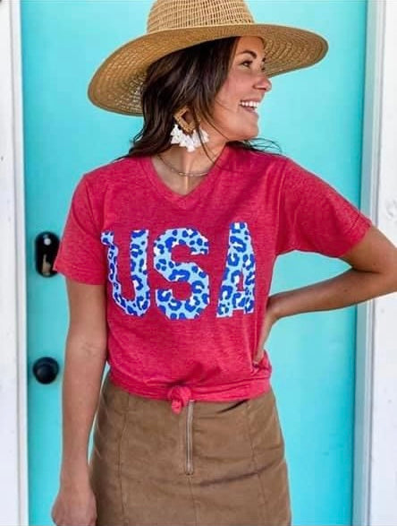 V neck USA tee