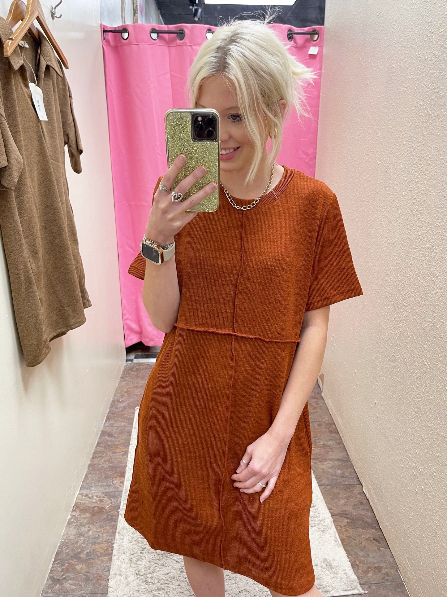 Rust Pocket Dress