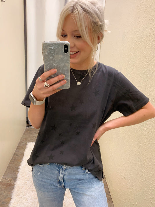 Distressed Hem Star Top
