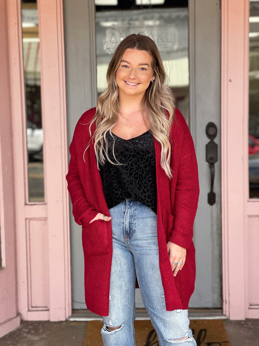 Burgundy Knit Cardigan