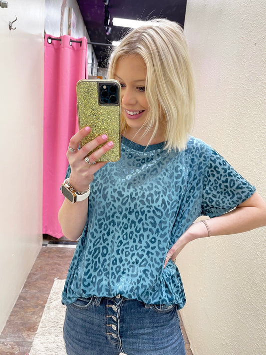 Leopard Burn Out Top