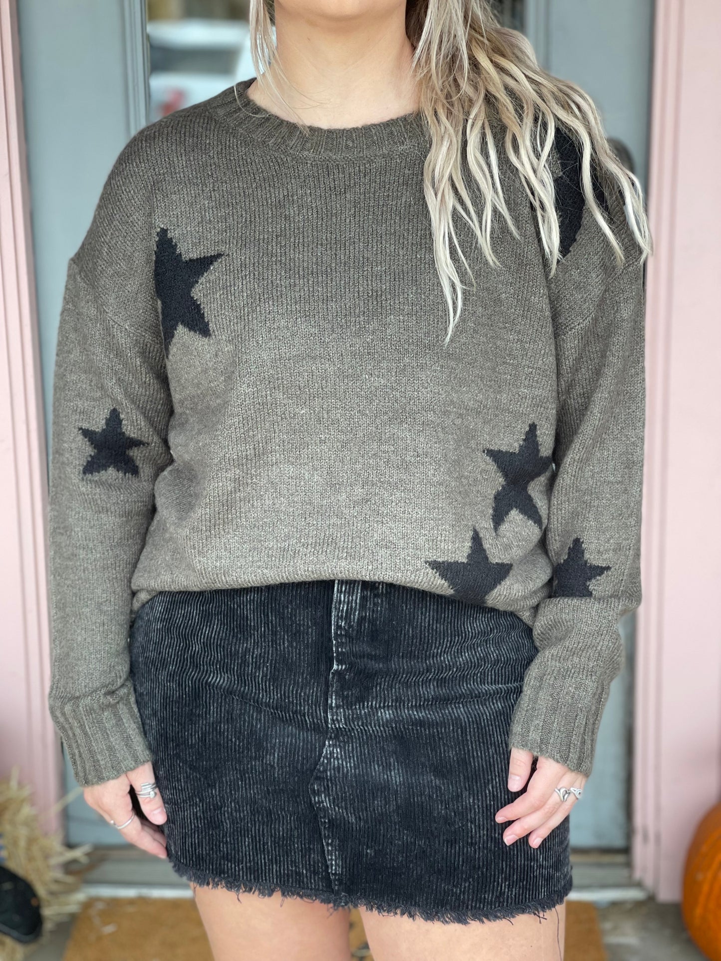 Olive Star Print Sweater