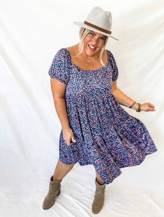 Navy Floral Dress