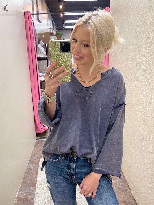 Charcoal Cuff Sleeve Top
