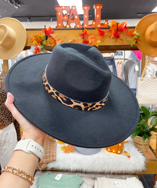 Leopard Black Felt Hat
